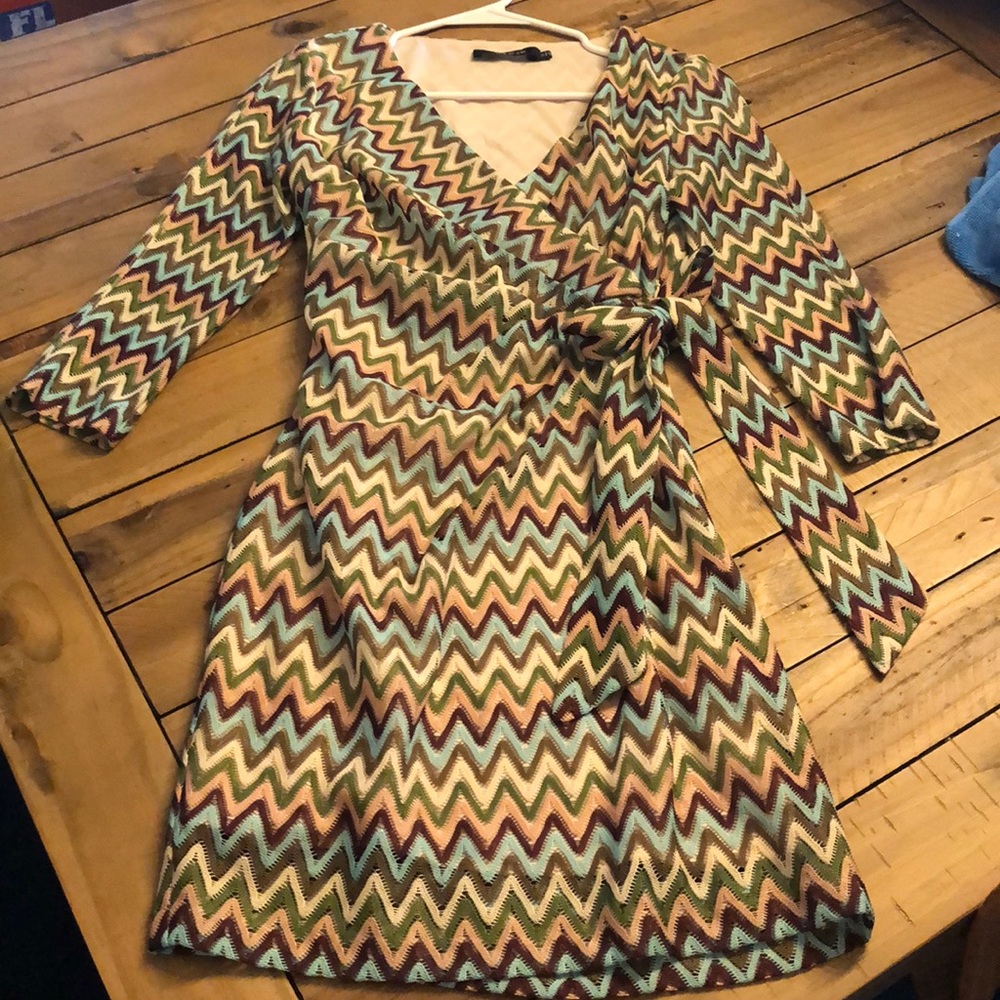 Ark & Co Chevron Print Wrap Dress